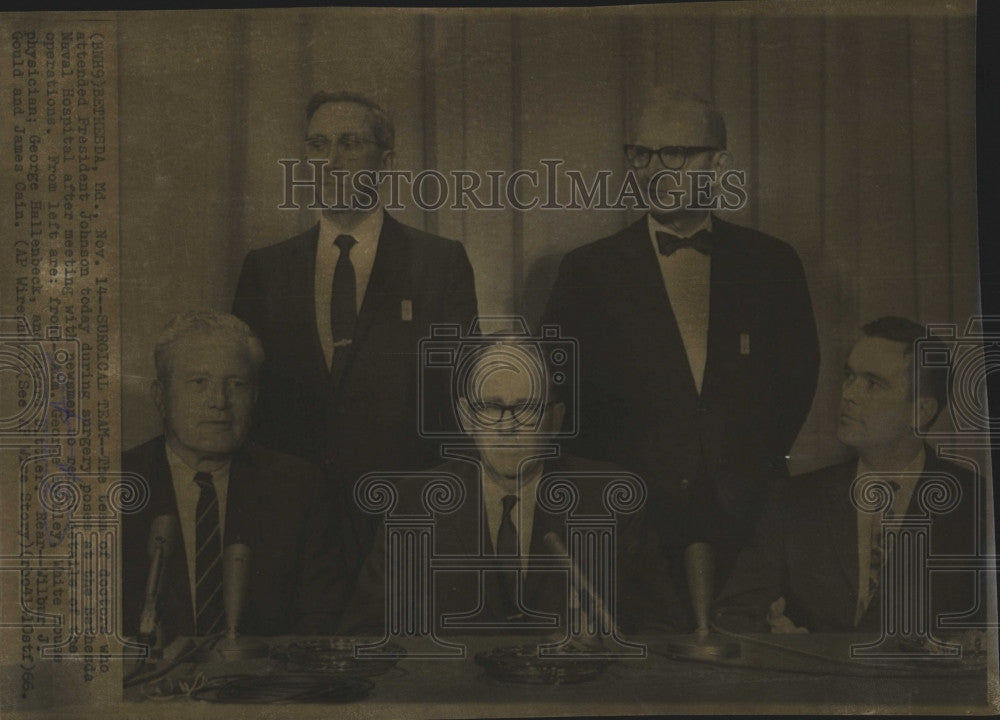 1966 Press Photo Drs Burkley,Hallenbeck,Gould, Cain for Pre Johnson surgery - Historic Images