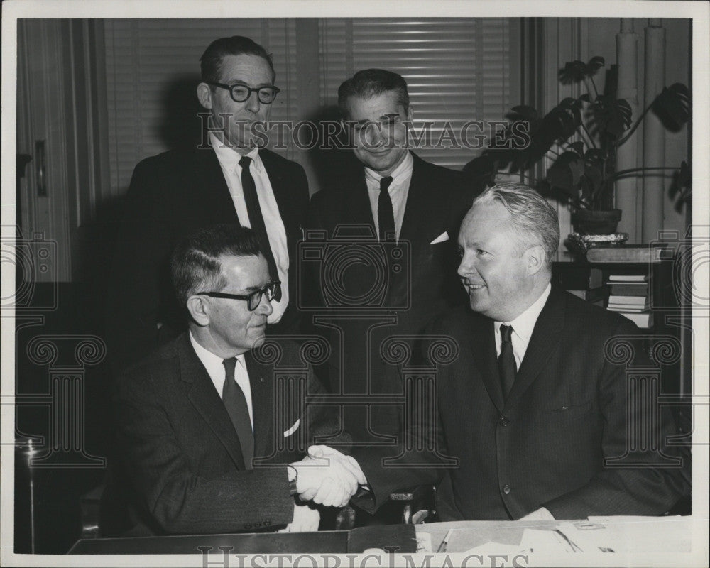 1963 Press Photo Mayor Collins,Wm Burke,R Murphy,SJ Messina in Mass. - Historic Images