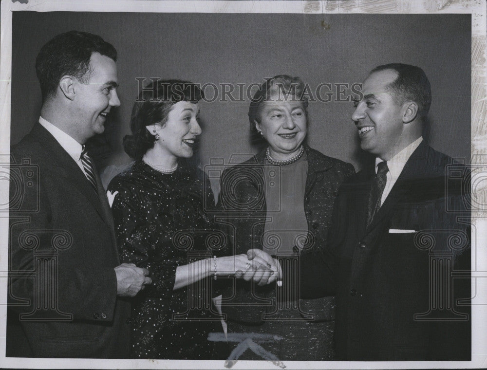 Press Photo Andrew Burkhardt, Marjorie Babcock, Helen Manning and Denly at Party - Historic Images