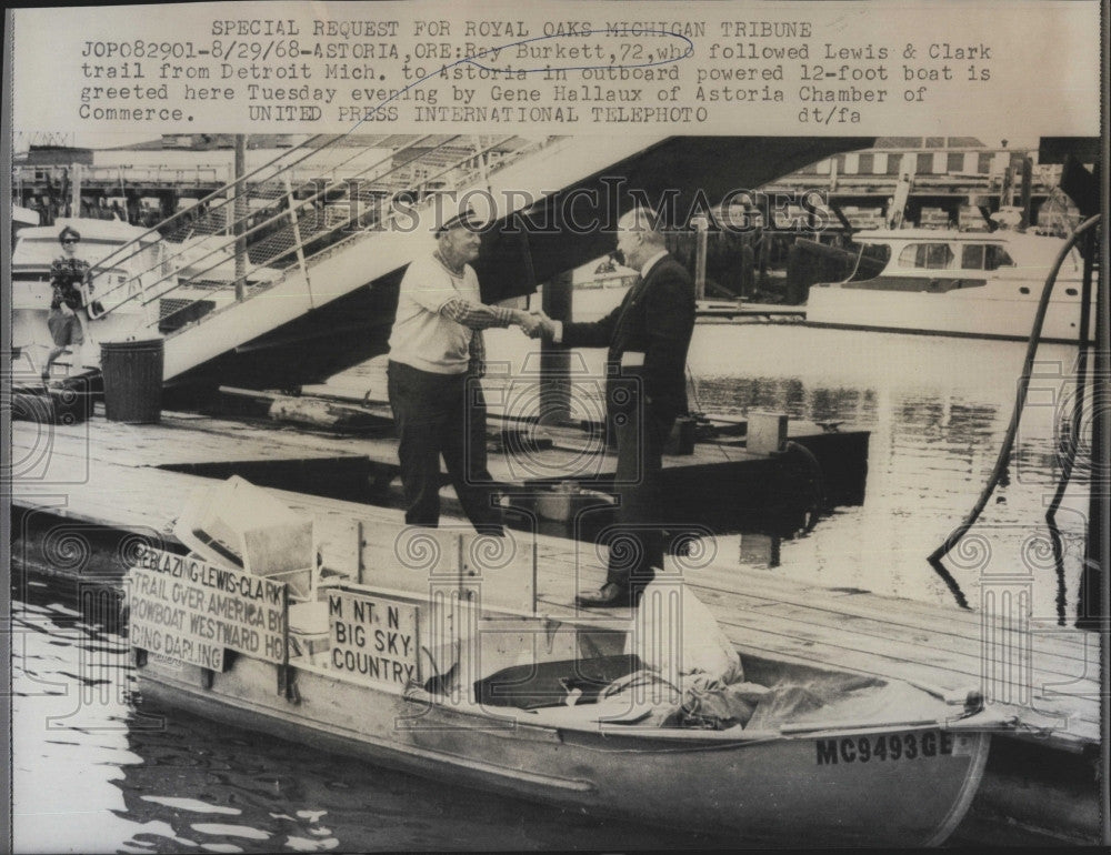 1968 Press Photo Roy Burkett After Following Trail of Lewis and Clark - Historic Images