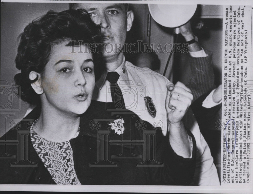 1962 Press Photo Neida Caruz Ejected From UN - Historic Images