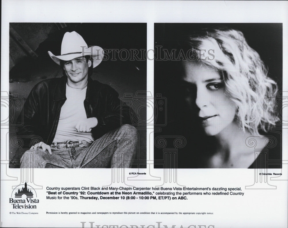 1992 Press Photo Country singers Clint Black &amp; Mary Chapin Carpenter - Historic Images