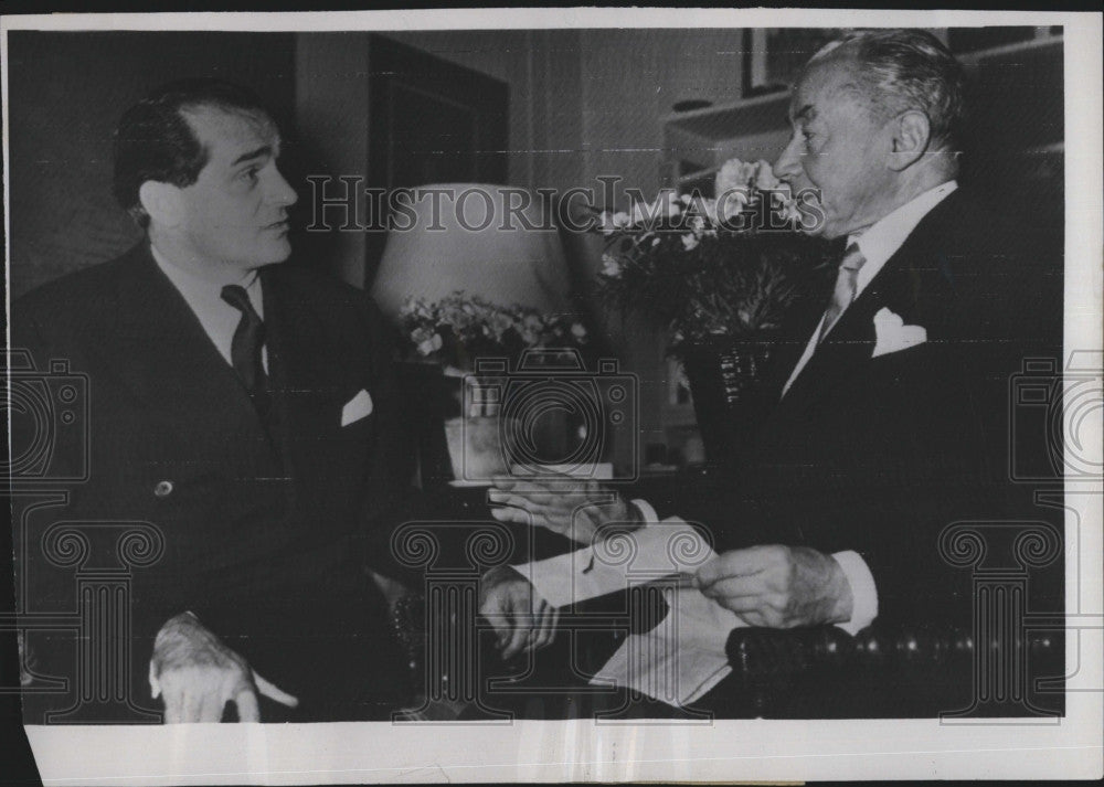 1954 Press Photo Kingsbury Smith and French Deputy Premier Paul Reynaud - Historic Images