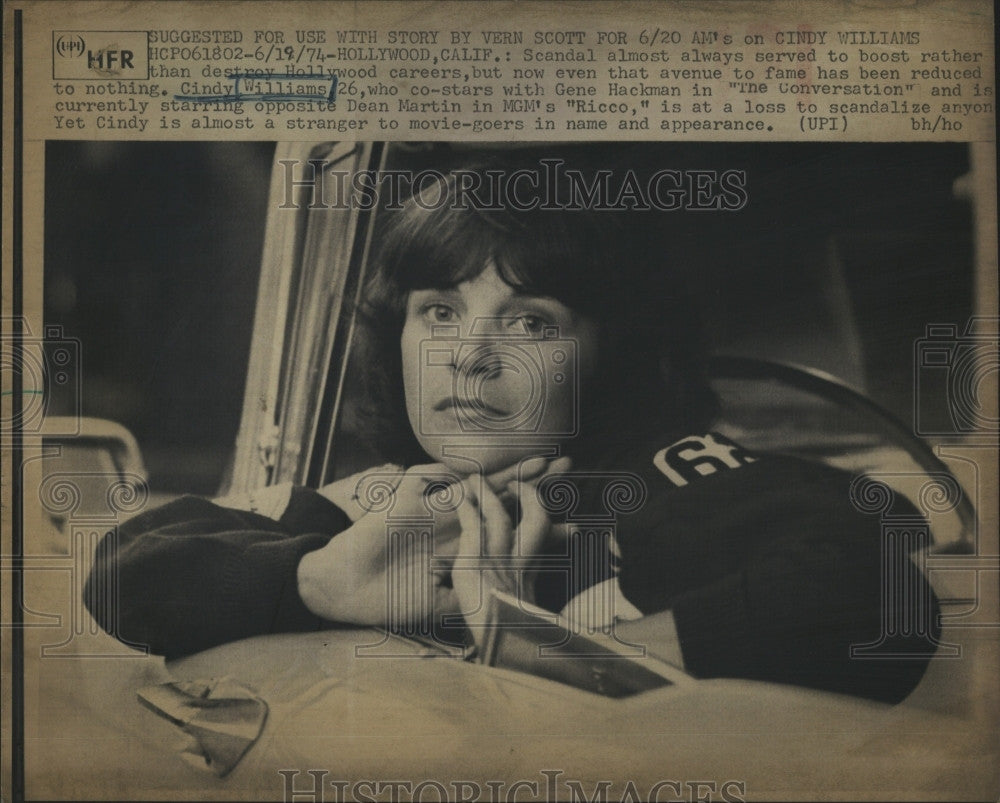 1974 Press Photo Actress Cindy Williams &quot;Ricco&quot; &quot;The Conversation&quot; - Historic Images