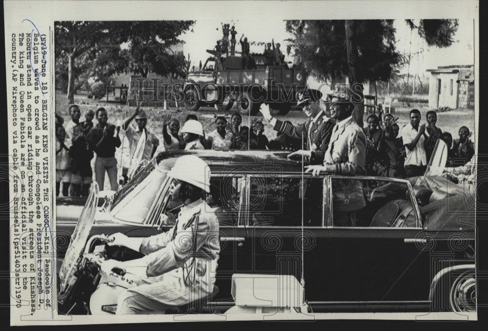 1970 Press Photo Belgian King Baudouin Congolese Pres Joseph Mobutu - Historic Images