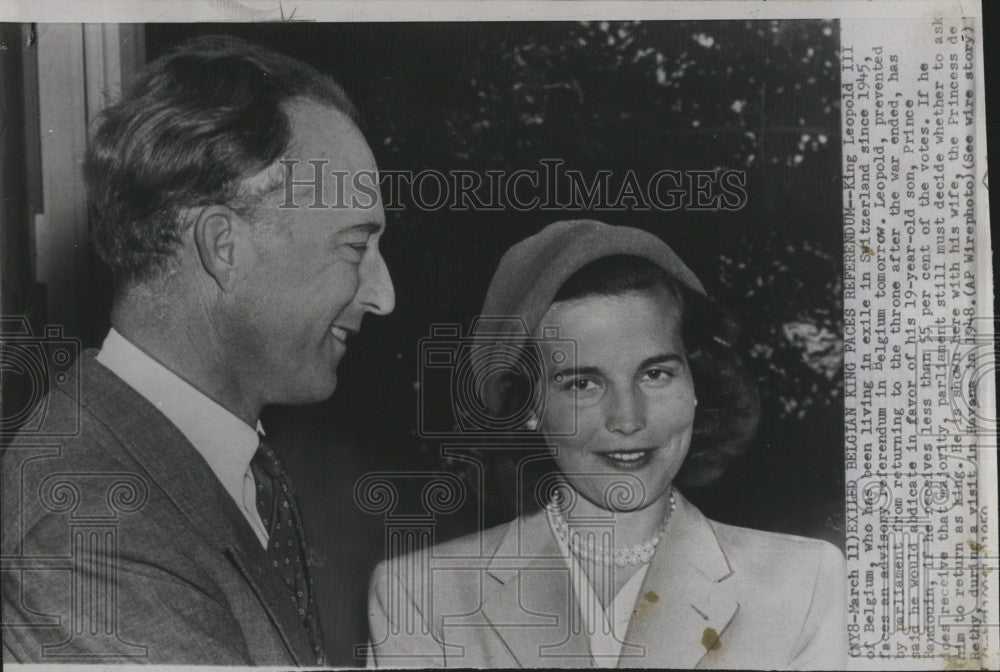 1950 Press Photo Belgium  King Leopold  III &amp; Princess De Rethy - Historic Images