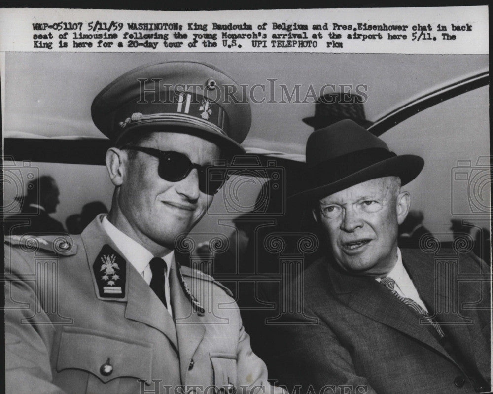 1959 Press Photo Belgium King Baudoin, President Eisenhower - Historic Images