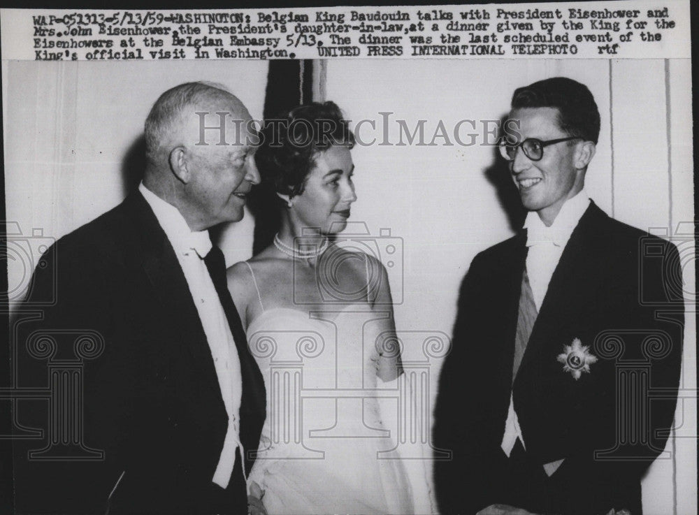 1959 Press Photo King Baudouin of Belgium, President Eisenhower, Mrs. Eisenhower - Historic Images