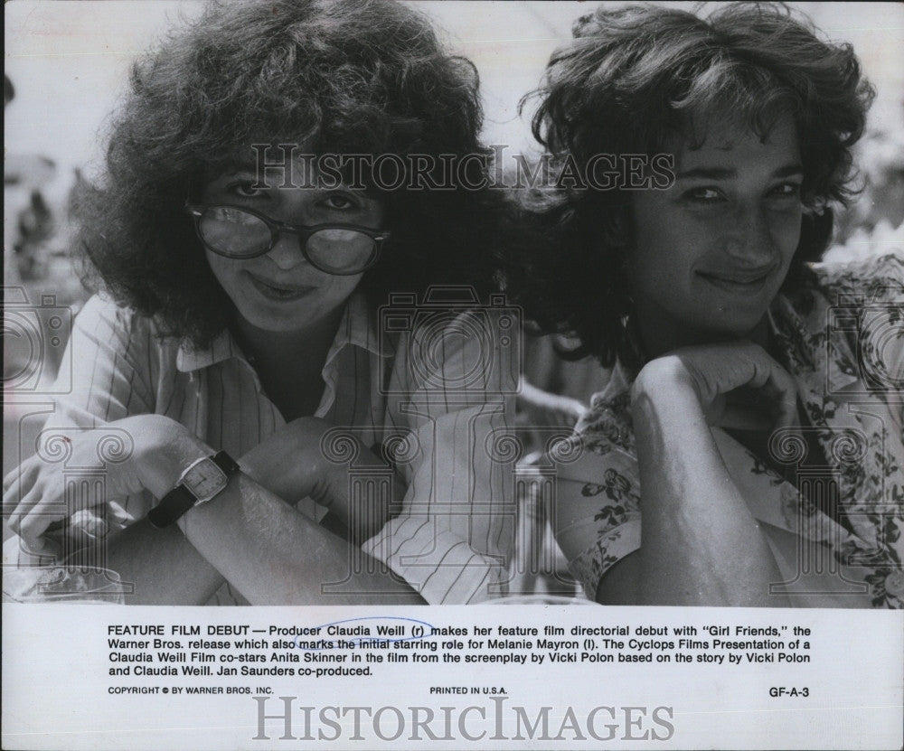 1978 Press Photo Producer Claudia Weill, Melanie Mayron &quot;Girl Friends&quot; - Historic Images