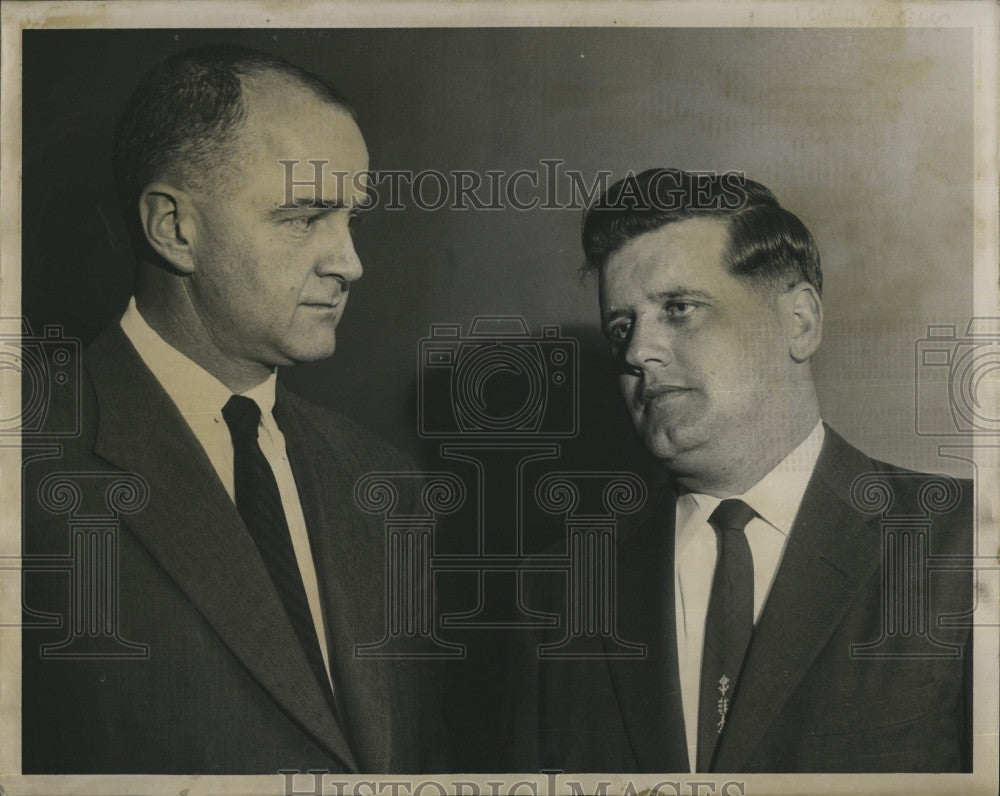 1958 Press Photo Officer Edward Spencer Arraigned in Death of Gerard Couture - Historic Images