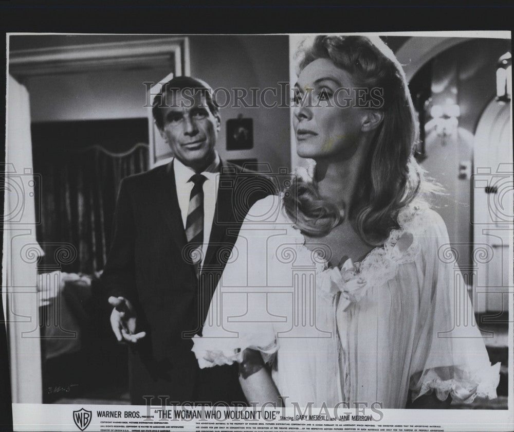 1965 Press Photo Gary Merrill, Georgina Cookson &quot;The Woman Who Wouldn&#39;t Die&quot; - Historic Images