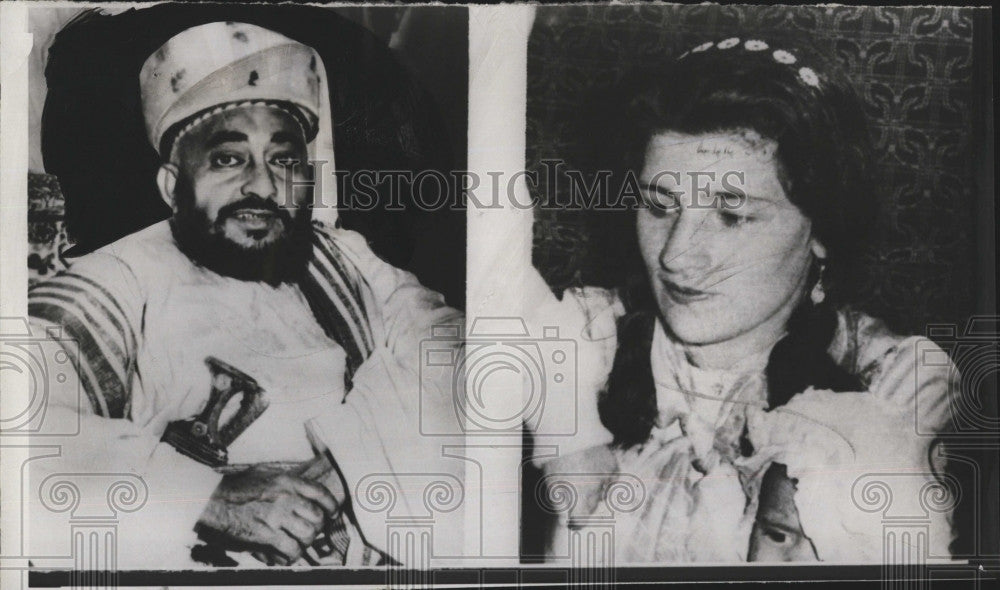 1958 Press Photo The Imam Ahmed of Yemen, Mrs. Rita Nasir - Historic Images