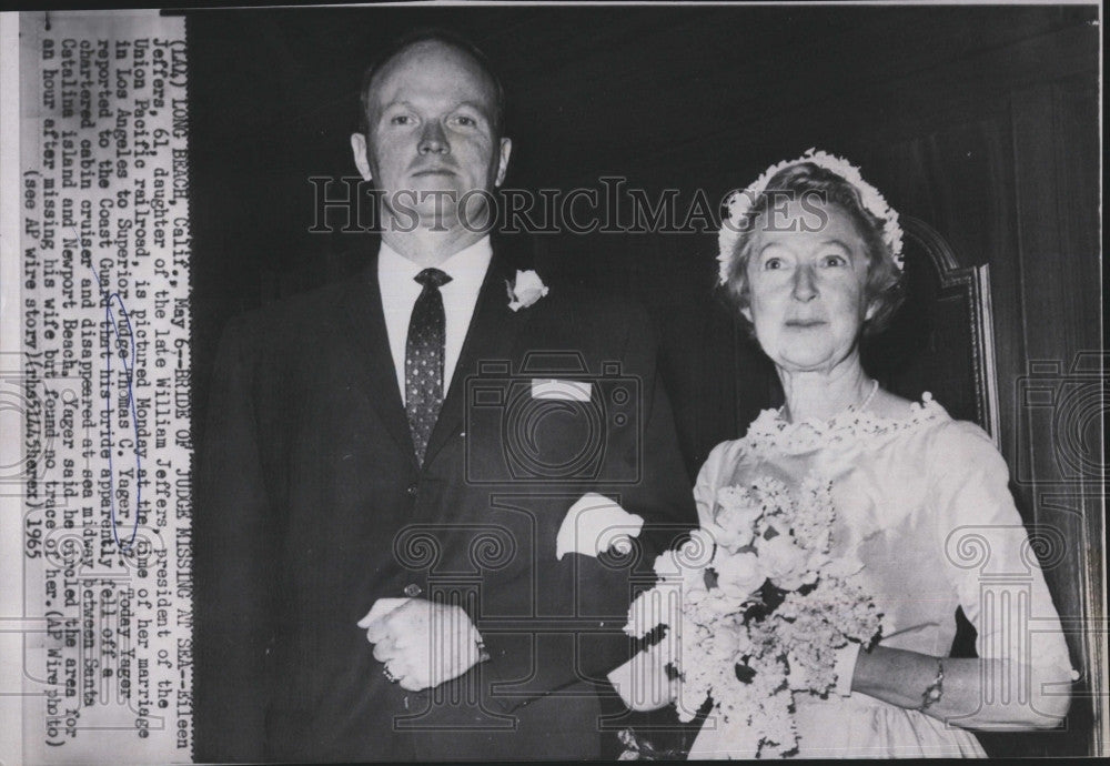 1965 Press Photo Heiress Eileen Jeffers with husband   Judge Thomas C.Yager. - Historic Images