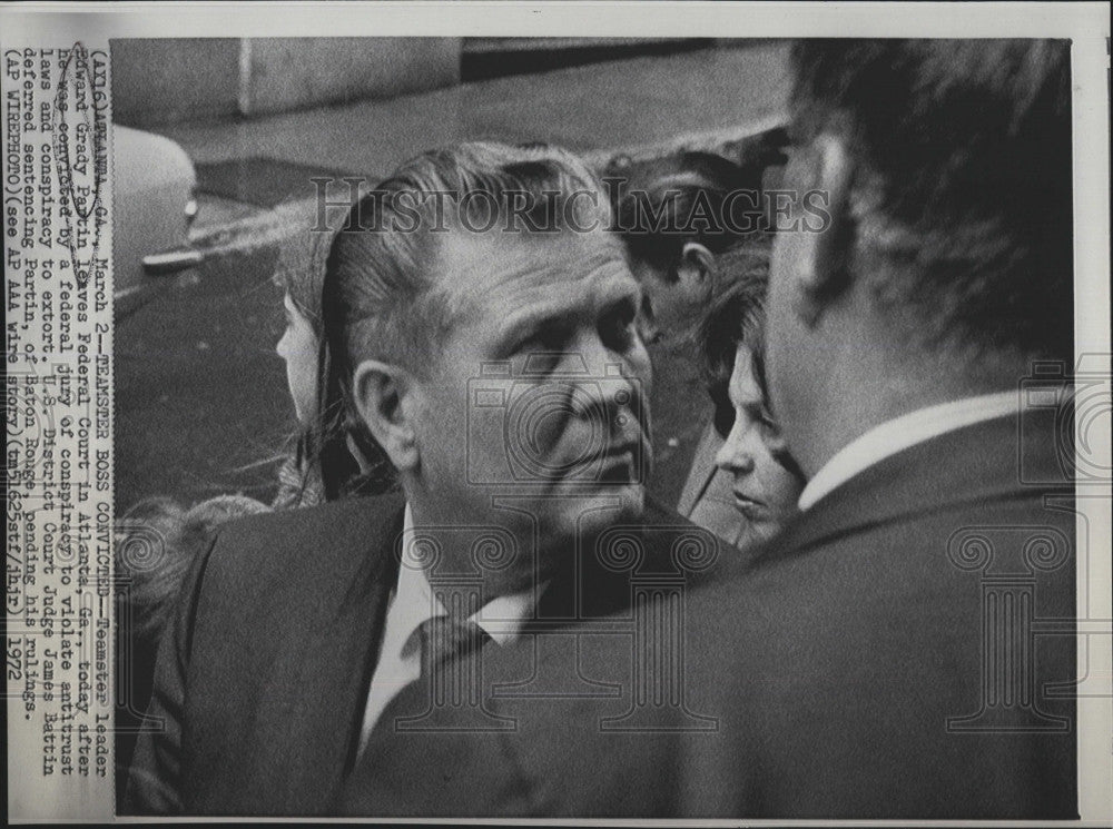 1972 Press Photo Teamster Boss Edward Grady Partin Leaving Federal Court - Historic Images