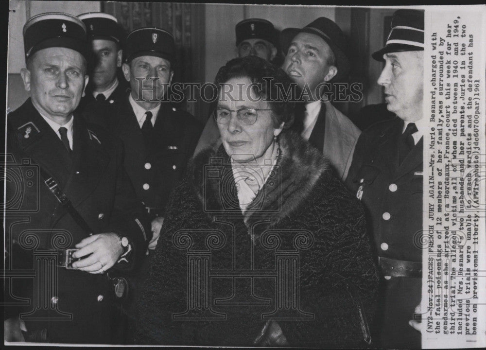 1961 Press Photo Mrs Marie Besnard Charged Fatal Poisoning of Family Over 9 Year - Historic Images