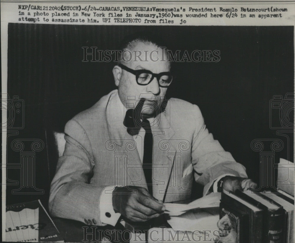1960 Press Photo Venezuela&#39;s President Romulo Betancourt - Historic Images