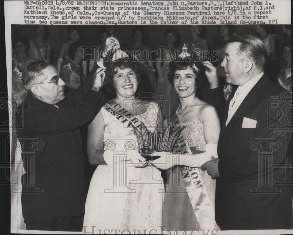 1962 Press Photo Frances Pastore &amp; Kathleen Knous Cherry Blossom Queens - Historic Images