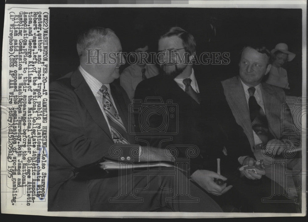 1975 Press Photo Author Kelso Sturgeon &amp; Robert James Conversing - Historic Images