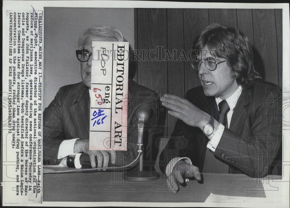 1973 Press Photo Keith Stroup &amp; John Finlator for stronger drug laws - Historic Images