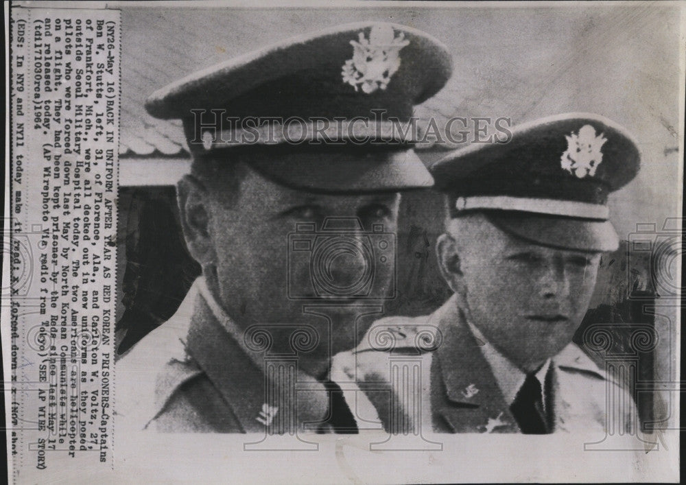 1964 Press Photo Capt. Carleton Voltz, Capt. Ben Stutts - Historic Images