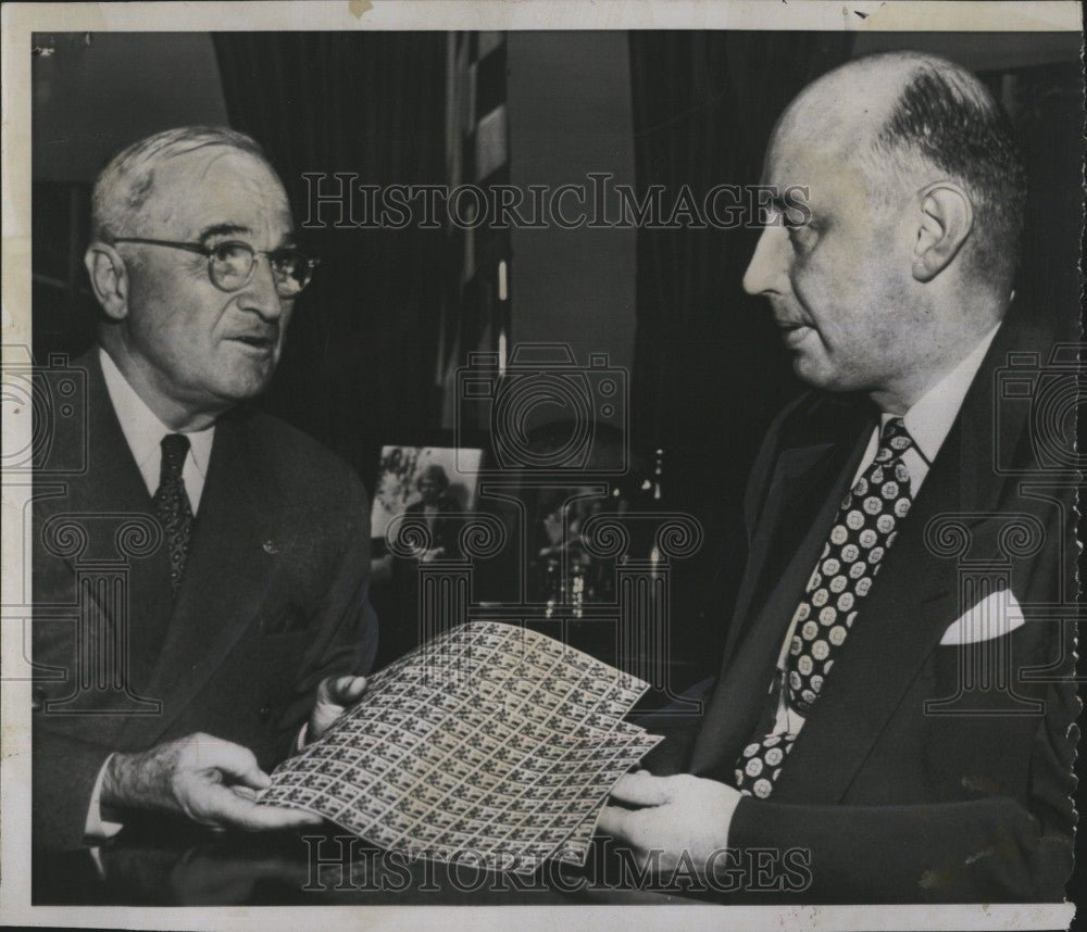 1949 Press Photo President Truman, Dr. James Perkins - Historic Images