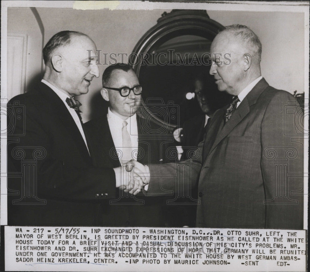 President Eisenhower West Berlin Mayor Otto Suhr 1955 Vintage Press ...