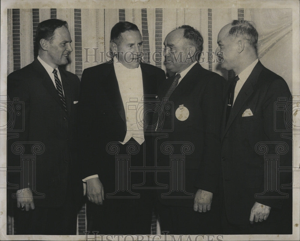 1958 Press Photo Mayor Thomas Costin, Gov. Foster Furcolo, Mayor Francis Collins - Historic Images