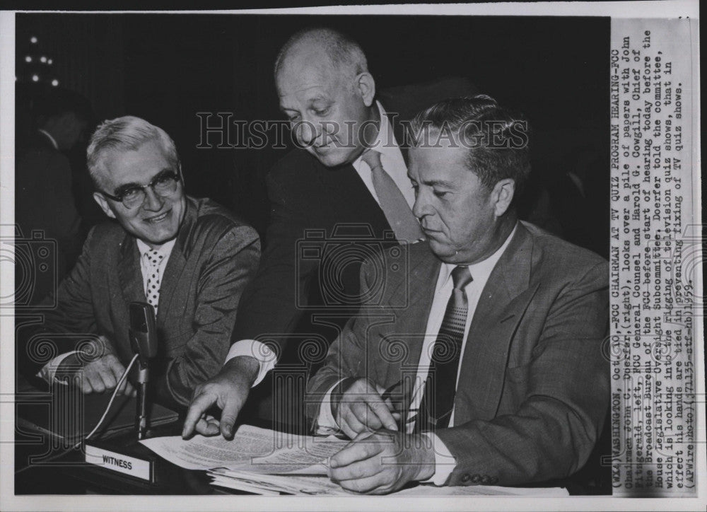 1959 Press Photo FCC Counsel John Fitzgerald, Chief of Broadcast Harold G - Historic Images