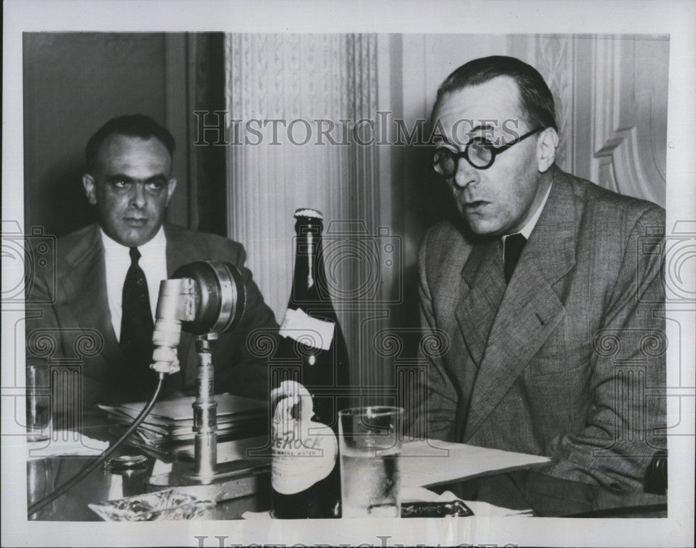 1951 Press Photo Czech Ambassador Vladimir Prochazka talks to newsmen - Historic Images