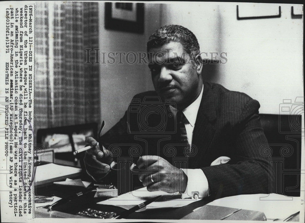 1971 Press Photo Whitney M Young, executive director of Urban League died in - Historic Images