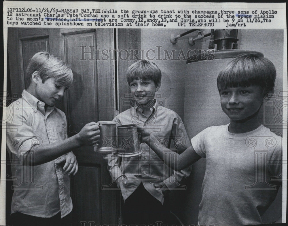 1969 Press Photo Sons of Astronaut Charles &#39;Pete&#39; Conrad; Tommy, Andy and Chris - Historic Images