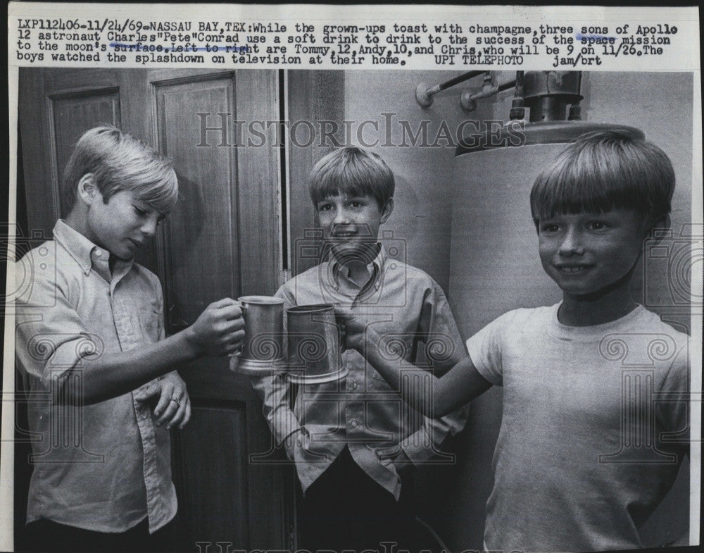 1969 Press Photo Sons of Astronaut Charles 'Pete' Conrad; Tommy, Andy and Chris - Historic Images