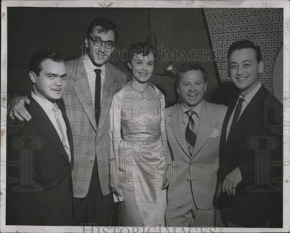 1952 Press Photo Hal Lee, Norm Prescott, Cathy D&#39;Or, Mickey Rooney, Bobby Wayne - Historic Images