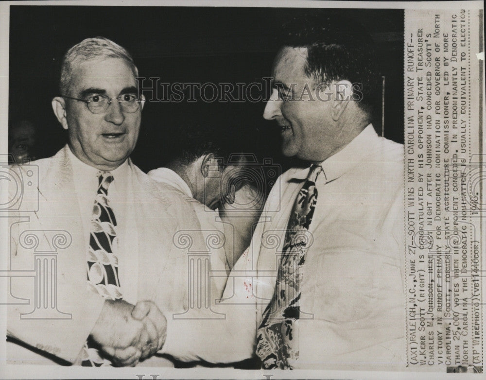 1948 Press Photo Charles Johnson and Kerr Scott, Politicians - Historic Images