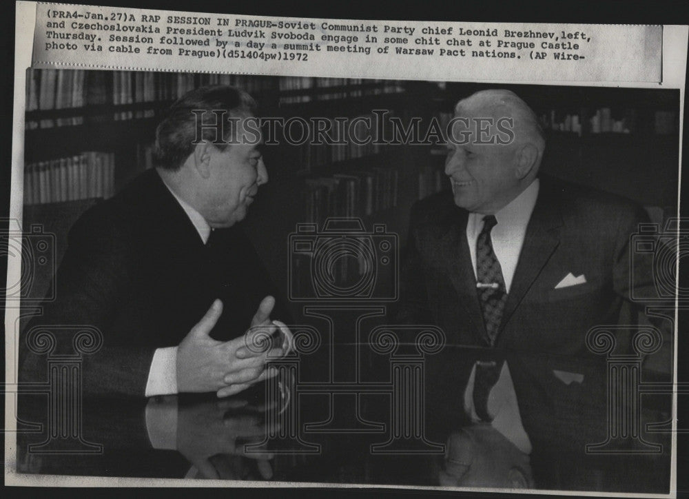 1972 Press Photo Leonid Brezhnev and Ludvik Svoboda in Meeting - Historic Images