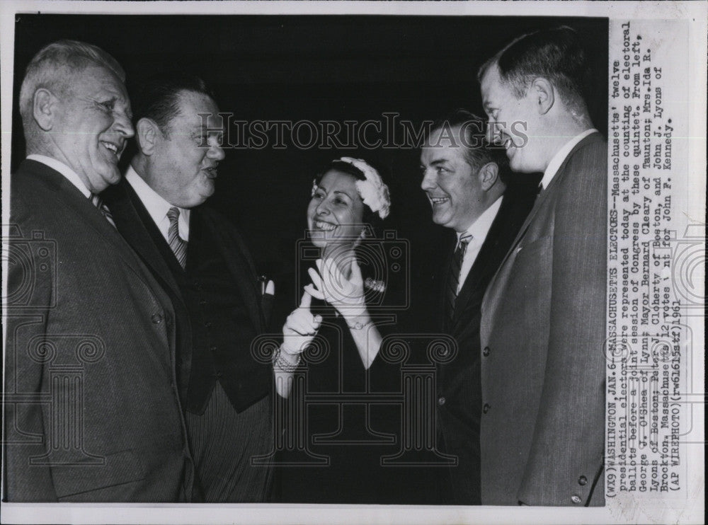 1961 Press Photo Presidential Electors George O&#39;Shea Mayor Bernard Cleary  Mrs - Historic Images