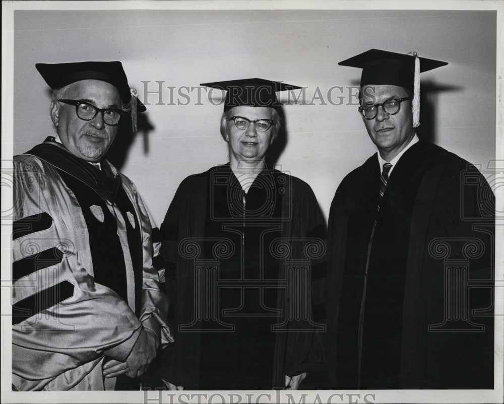 1965 Press Photo Dr. Mary Bunting, Francis Keppel, Dr. Samuel Belkin - Historic Images