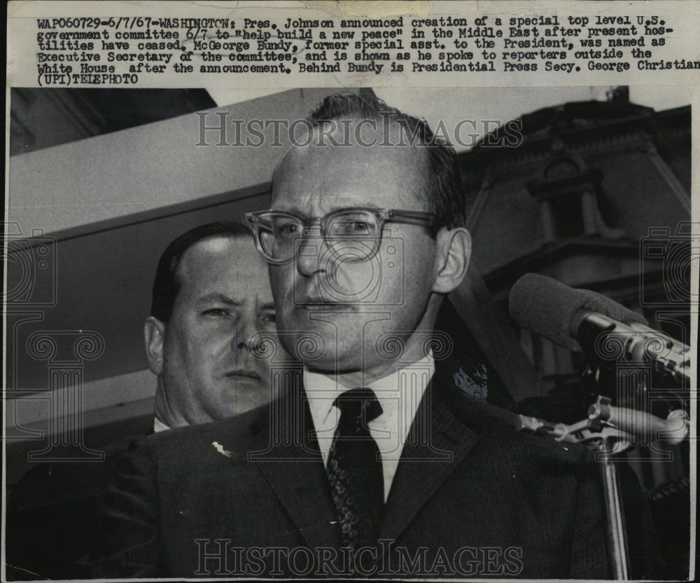 1967 Press Photo McGeorge Bundy Former aide to Pres Johnson to lead committee - Historic Images