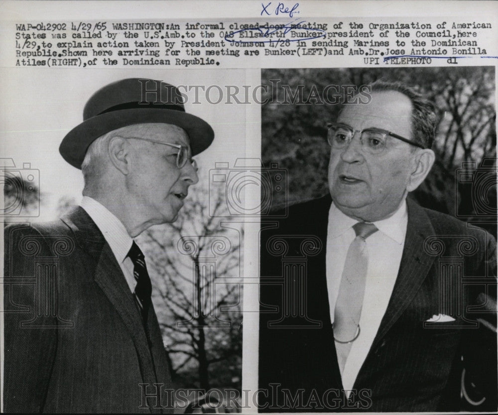 1965 Press Photo U. S. Ambassador to the OAS Ellsworth Bunker - Historic Images