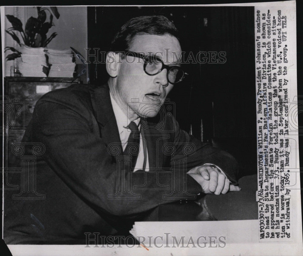 1964 Press Photo William Bundy, Assistant Secretary of State in Washington - Historic Images