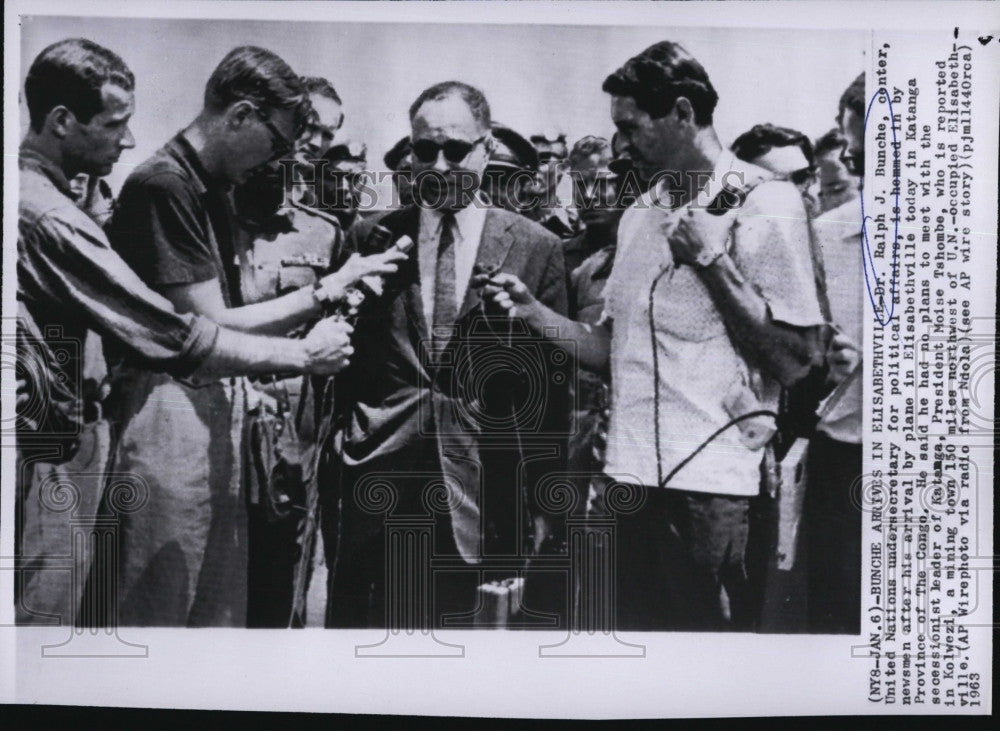 1963 Press Photo UN Sec Dr Ralph J Buunche in Elisabethville in the Congo - Historic Images