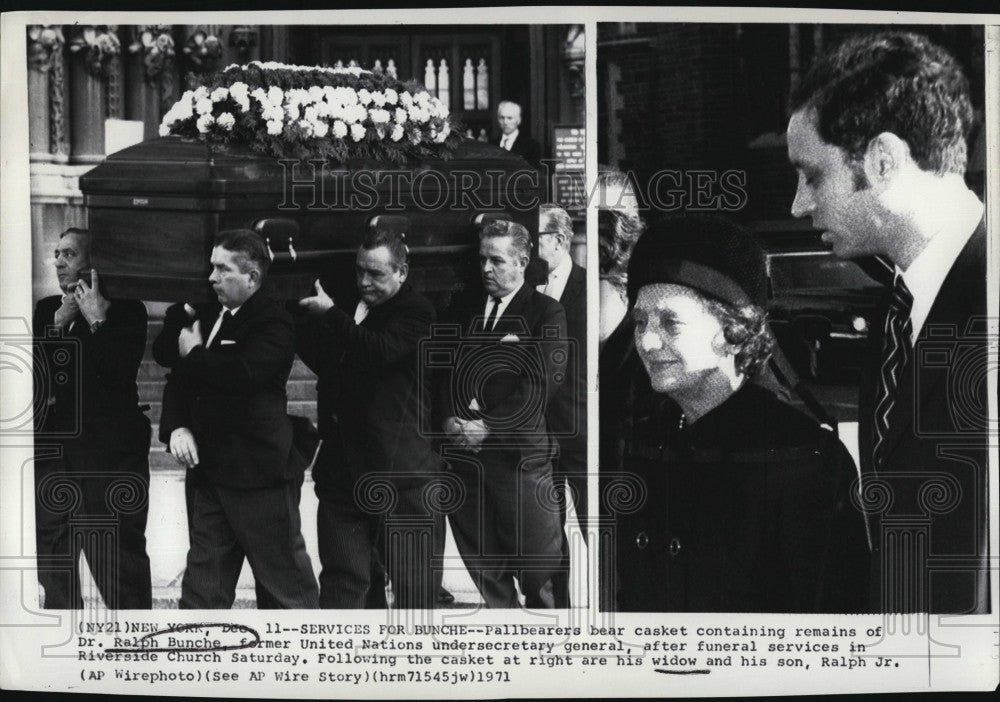 1971 Press Photo Dr Ralph Bunche &#39;s Funeral in New York - Historic Images