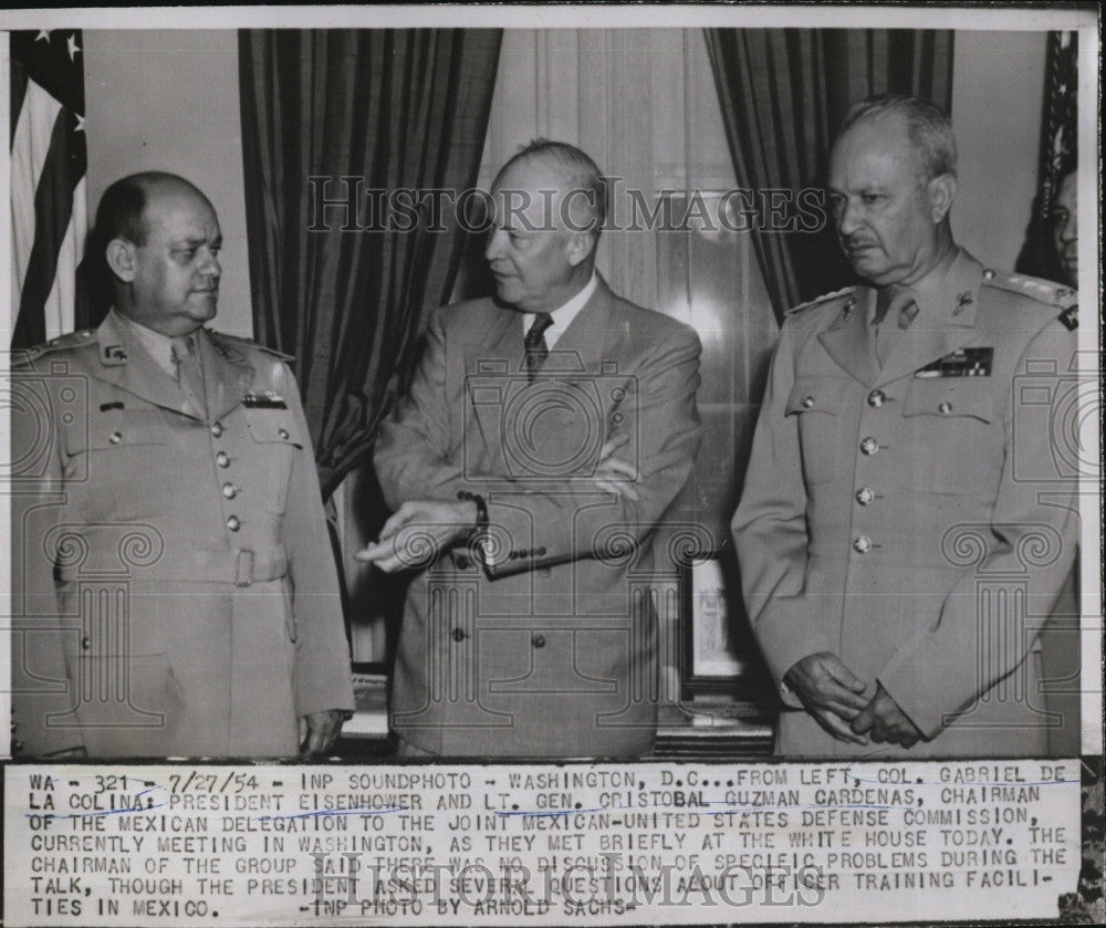 1954 Press Photo Gabriel Colina, Eisenhower and Cardenas at the White House - Historic Images