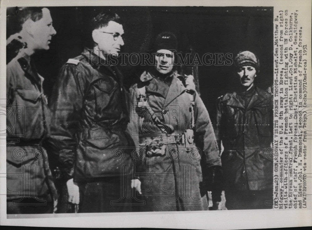 1951 Press Photo Matthew Ridgway, Colkburne, Michelet, Dumoncel in France - Historic Images