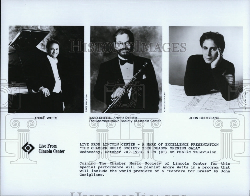 Press Photo Musicians Andre Watts,David Shifrin &amp; John Corigiliano - Historic Images