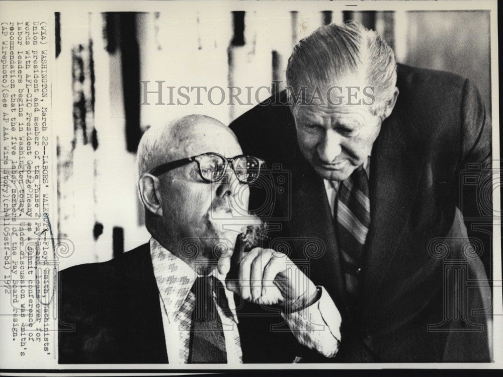 1972 Press Photo Floyd Smith &amp; George Meany Machinist President &amp; Vice President - Historic Images