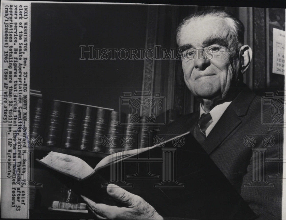 1965 Press Photo Everard Smith Chief Of Senate Appropriations Committee - Historic Images