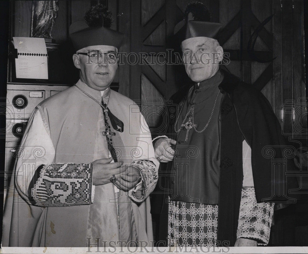 1957 Press Photo Rev. Eustace J. Smith &amp; Archbishop Richard J. Cushing - Historic Images