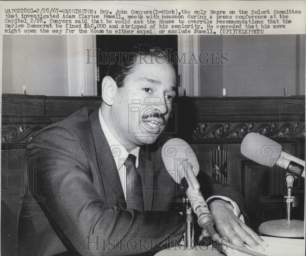 1967 Press Photo Rep John  Conyers Select Com. investigate  Adam Clayton Powell - Historic Images