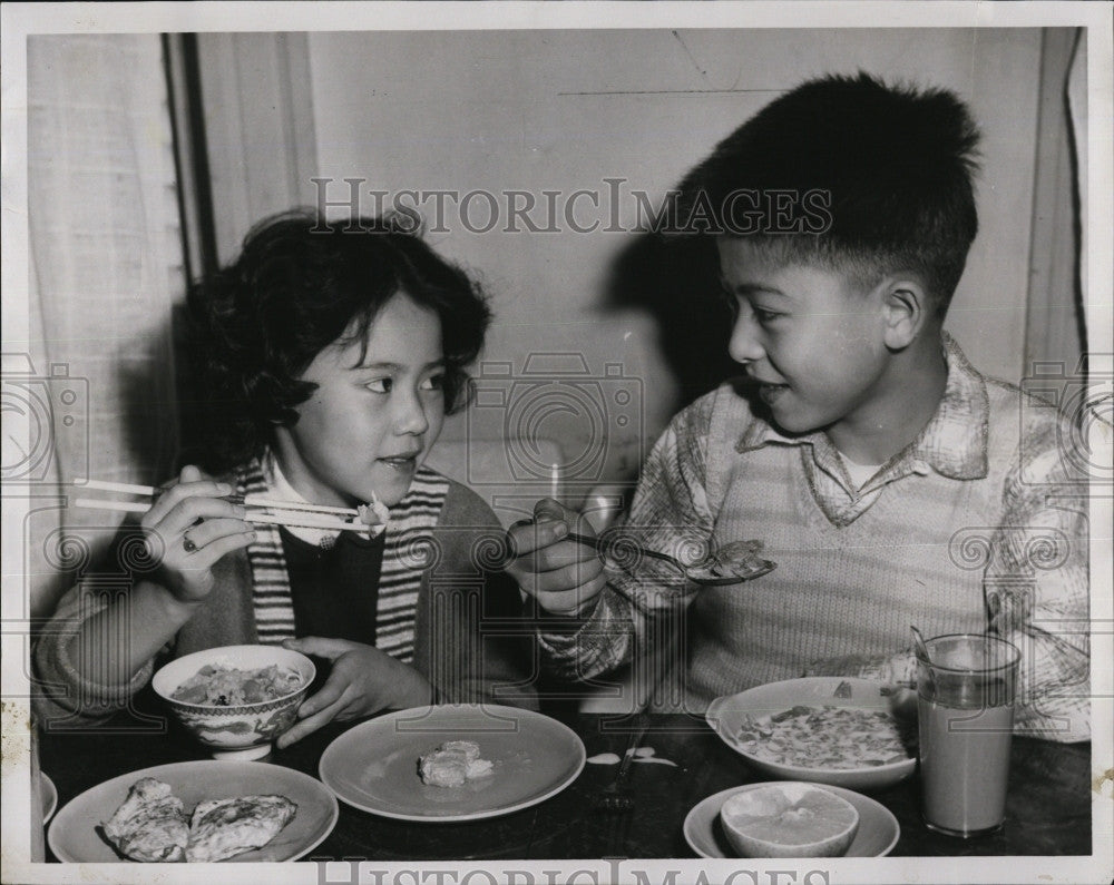 1957 Press Photo Aurora Way & brother  after being smuggled out of China - Historic Images